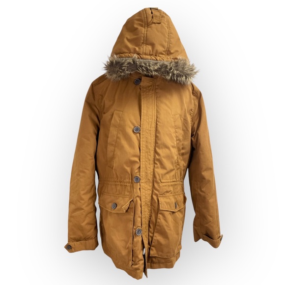 Vintage tan parka, Large. Barn coat field jacket utility jacket faux fur - Picture 5 of 12